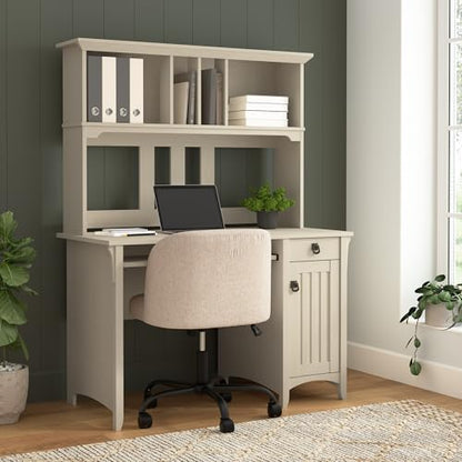 Bush Home Salinas Small Computer Desk with Hutch in Antique White - color: Antique White