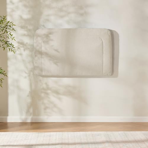 Hearth & Harbor Wall Mounted Twin Headboard Only, Bed Headboard Twin Size | Easy Assemble, Floating Peel & Stick, Upholstered Boucle, 3D Stitched Wall Panels, 5 Strips of 3M Tape Included, Linen - color: 02-linen, size: Twin
