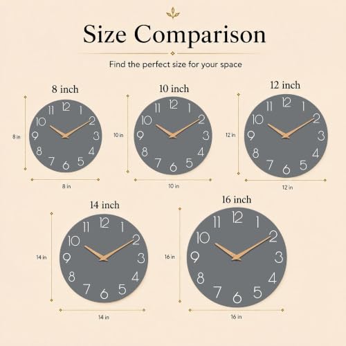 cicininc 10 Inch Battery Operated Wall Clock, Silent Analog, Gray | Living Room | Kitchen | Office | Bathroom | Modern Style | Easy-to-read Numbers - color: A_gray, size: 10"