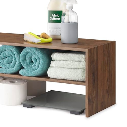 Whitmor Wood Stackable 2-Shelf Shoe Rack, Walnut, 31 inches，2 Pack - color: Brown, size: 31 INCH X2