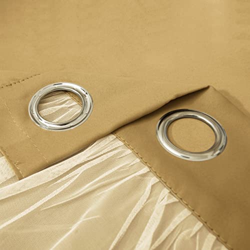 INLINAS Blackout Curtains with Sheer Overlay, Gold, 37x63 Inches | Grommet Top Double Layer Curtains for Bedroom and Living Room Thermal Reduction Light Blocking and Energy Saving, Set of 2 - color: Gold, size: 37"W x 63"L (Pack of 2)