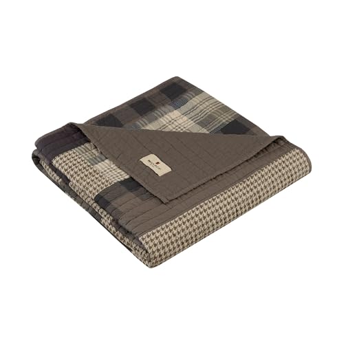 Woolrich Luxury Quilted Throw - Cabin Lifestyle, Patchwork with Moose Design All Season, Lightweight and Breathable Cozy Bedding Layer Throws for Couch Sofa, 50" W x 70" L, Winter Hills Tan - color: Winter Hills Tan