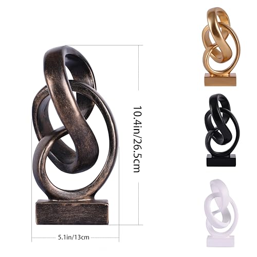 Modern Abstract Knot Sculpture, Artistic Mobius Inspired Resin Decor, Elegant Home and Office Decor, Perfect for Shelves, Desktops, and Mantles, Ideal Gift for Birthdays, Housewarmings (Bronze) - color: Bronze