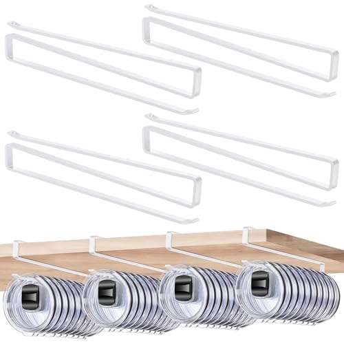 4 Pack Tumbler Lid Organizer, Flat Wire Cup Lid Storage Rack,White | Carbon steel, slide-on design, fits 0.39 in or wider drink openings and shelves up to 0.90 in, no drilling or adhesive - color: 4 Pack, size: White