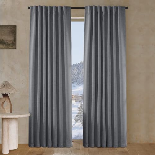 PANELSBURG Dark Gray 100% Total Blackout 63 Inch Curtains for Bedroom Living Room Sound Proof Insulated Curtains - color: Dark Gray, size: 50"W x 63"L (Pack of 2)