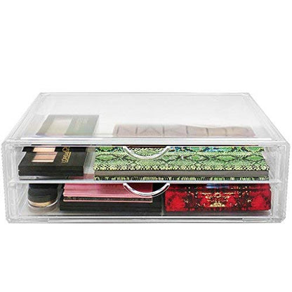 Sorbus Large Stackable Acrylic Drawers - 2 Clear Storage Drawers for Organizing Make up, Nail Polish, Hair Accessories, and Beauty Supplies - Makeup Organizer for Vanity, Bathroom Organizer Countertop