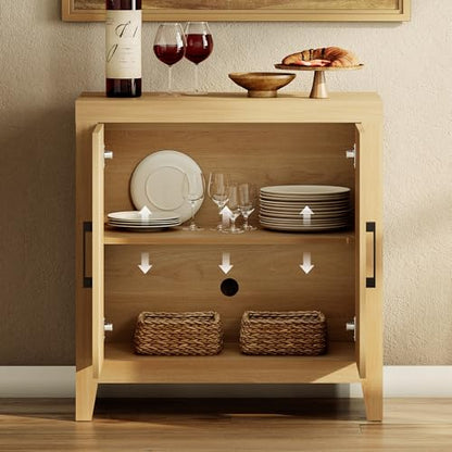 WAMPAT Buffet Cabinet with Storage, Kitchen Sideboard Cabinet with Door and Adjustable Shelf, Modern Farmhouse Credenza Wood Coffee Bar Table for Kitchen, Dining Room, Living Room, Oak - color: Oak