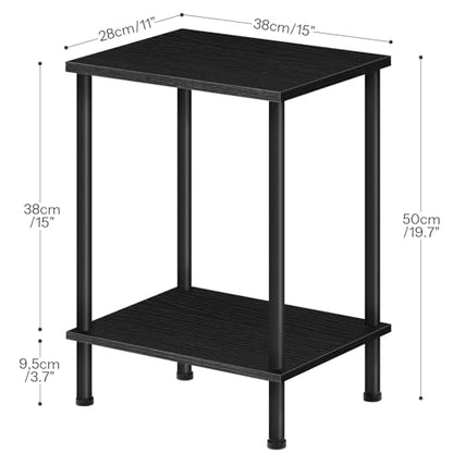 HOOBRO End Table, Small Side Table, Nightstand with 2-Layer Storage Shelves, Sofa Table for Small Spaces, Living Room, Bedroom, Stable Frame, Easy Assembly, Black BB09BZ01 - color: Black