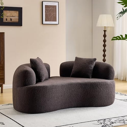 66.93 Inch Curved Loveseat Sofa with High - Density Foam Cushion, Full Compression Modular 2-Seater Couch, No Assembly Required, for Small Spaces & Living Room, Dark Brown - color: Dark Brown, size: 66.93 inches Mini Version