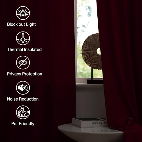 Red Curtains for Bedroom Soft Velvet Drapes, W42 x L90, 2 Panels | 300GSM Rich Velvet, Christmas Holiday Gifts, Thermal Insulated, Privacy Protect, Noise Reducing, Theater Backdrops, Hallway - color: *Autumn Series - Red, size: 42"W x 90"L (Pack of 2)