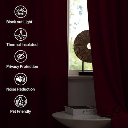 Red Curtains for Bedroom Soft Velvet Drapes, W42 x L90, 2 Panels | 300GSM Rich Velvet, Christmas Holiday Gifts, Thermal Insulated, Privacy Protect, Noise Reducing, Theater Backdrops, Hallway - color: *Autumn Series - Red, size: 42"W x 90"L (Pack of 2)