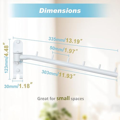 Alise Wall Mounted Clothes Drying Rack,Swivel Clothes Hanger,White,1Pcs | Space Saving Laundry Rack,Heavty Duty Stainless Steel Clothes Wall Drying Rack for Laundry Closet Bedroom/Bathroom - color: White, size: 5005J (1 Pack)