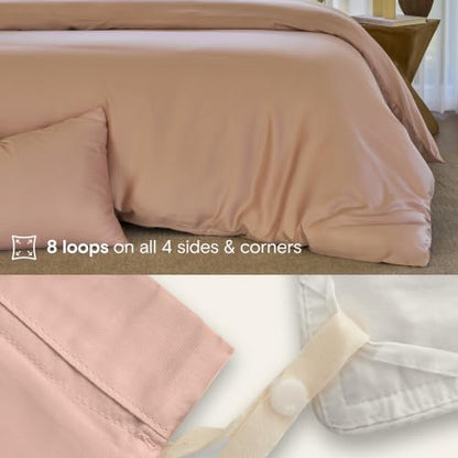 DOZ Duvet Cover Set, 100% Viscose derived from Bamboo, Organically Grown, Buttery Soft, Cooling Duvet Covers, High GSM, 1 Duvet Cover and 1 Pillowcase, 70"x90" (Blush, Twin/Twin XL) - color: Blush, size: Twin/Twin XL