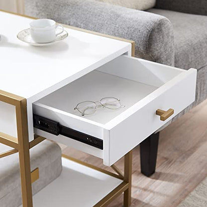 Leick Home Claudette End Table, 20", White, Gold - color: White