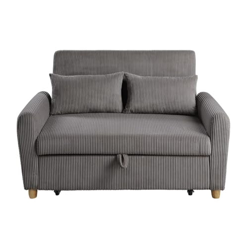 Convertible Sleeper Loveseat with Pull Out Mattress for Small Spaces and Guest Room Use