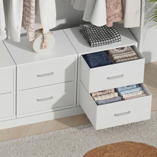 2 Pack Stackable Storage Drawers, Closet Drawers, White | Closet Organizers and Storage Dresser for Closet with Fabric Drawers Ideal for Bedroom & Dorm Storage Clothes Storage
