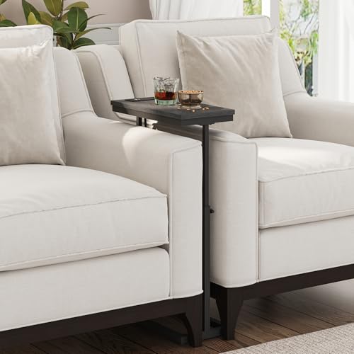 TUTOTAK End Table with Charging Station, Side Table, Tall Couch Table | Sofa Table, for living Room, Bedroom, Black TB01BK084 - color: Black, size: 1 Pack, style: With Plug