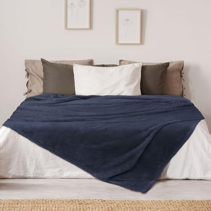 DEZ FURNISHINGS Ultra Soft Plush Fleece Throw Blanket, Double Sided Cozy Thick Warm Blanket for Sofa & Bed, Throw XL (60" x 70"), Navy Blue - color: Navy Blue, size: Throw XL (60" x 70")