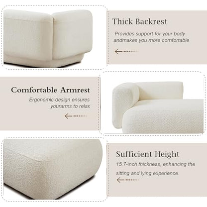 Chifee & Vingol 33.1" Chaise Lounge with Right Armrest Upholstered Modern Lounge Couch Sleeper Sofa for Living Room Bedroom Reading Nook,Cream - color: Cream, size: Single Chaise-Right Armrest