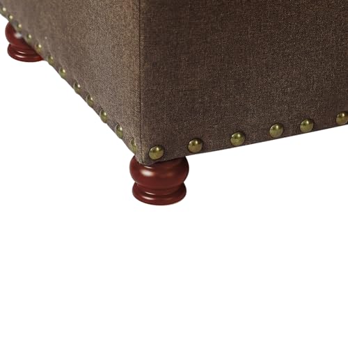 24'' Fabric Ottoman with Storage Rectangle Foot Rest Ottomans Stool for Living Room(Coffee) - color: Coffee