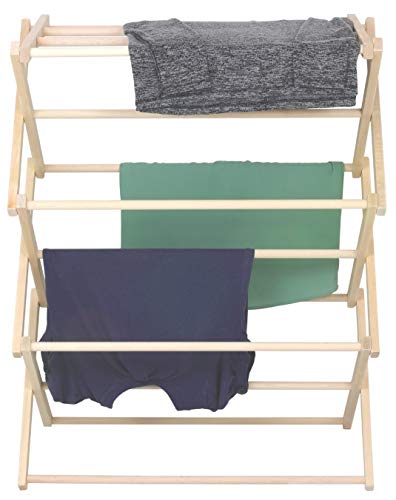Premium American Maple Clothes Drying Rack - Handcrafted in Pennsylvania - Solid Wood Construction, Collapsible, Eco-Friendly Laundry Solution (Medium) - color: Medium | Flat Top