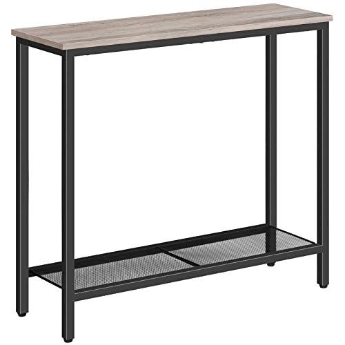 HOOBRO 29.5" Narrow Console Table, Small Entryway Table with Shelf, 2 Tier Thin Sofa Table, Behind Couch Table, Side Table, for Hallway, Living Room, Bedroom, Greige and Black BG74XG01 - color: Greige + Black