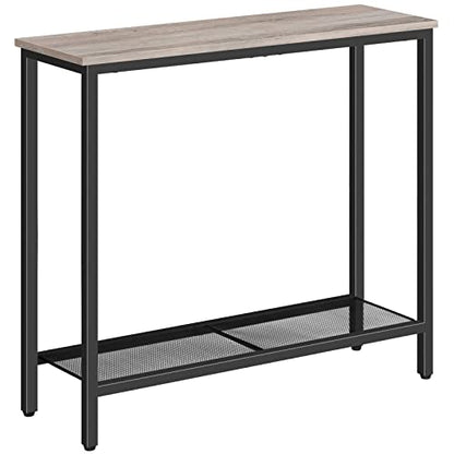 HOOBRO 29.5" Narrow Console Table, Small Entryway Table with Shelf, 2 Tier Thin Sofa Table, Behind Couch Table, Side Table, for Hallway, Living Room, Bedroom, Greige and Black BG74XG01 - color: Greige + Black