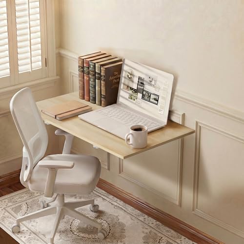 GOYLSER Laundry Room Wall Mounted Folding Table, Kitchen Restaurant Home Bar Work Table, Waterproof Easy to Install and Clean - color: Natural Wood, size: 25"x15.7"
