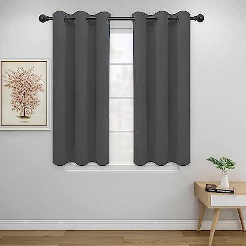 Easy-Going Thermal Grommet Blackout Curtains, 2 Panels 34x45 in, Grey | Washable Grommet Top Window Drapes for Bedroom and Living Room, Noise Reduction, Room Darkening - color: Grey, size: 34"W x 45"L (Pack of 2)