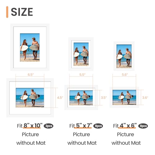 upsimples Picture Frames set of 19, Including 8x10, 5x7, 4x6 White Frame | Multi Picture Frames Collage Wall Decor, Gallery Wall Frame Set, Gift For Christmas, Mothers' day, Wedding, Dorm, Living Room - color: White