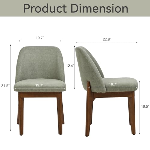 VKNOW Upholstered Wooden Dining Chairs Set of 2 with Modern Fabric, Green | Modern Dining Room Chairs with Wood Legs, Kitchen Chairs for Restaurant, Living Room, No Wobble - color: Green-brown Leg, size: 2 PCS