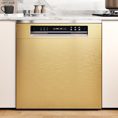 Stainless Steel Gold Contact Paper Removable Metal Gold Wallpaper | Peel and Stick Brushed Golden Contact Paper Stainless Steel Vinyl Fridge Wrap for Appliances Cabinets Countertops 15.8"x80" - color: Gold, size: 15.8" x 80"