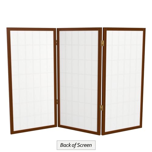 3 ft. Short Window Pane Shoji Screen - Walnut - 3 Panels