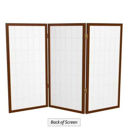 3 ft. Short Window Pane Shoji Screen - Walnut - 3 Panels