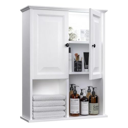 HAIOOU Bathroom Wall Cabinet with Motion Sensor Light, 23.6 Inch - White | Wooden Wall Mounted Medicine Cabinet with Adjustable Shelf, Soft Close Hinges for Over the Toilet Bathroom Storage - color: White