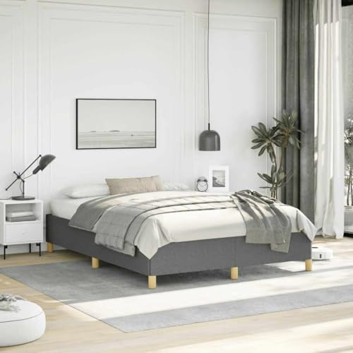 Queen Size Upholstered Bed Frame, Low Profile Platform Mattress Foundation with Sturdy Wood Slats, Dark Gray Fabric, No Box Spring Needed - color: Gray 4, size: Twin XL