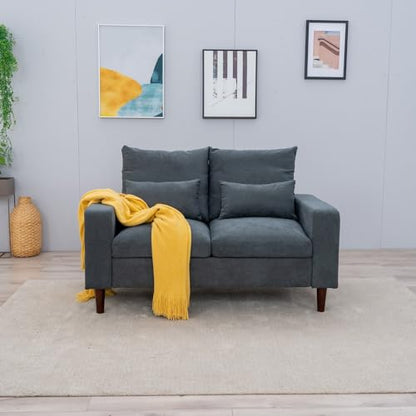Panana Small Loveseat Sofa Upholstered Couch Modern Linen 2 Seater Love Seats for Living Room, Apartment, Small Space, Grey