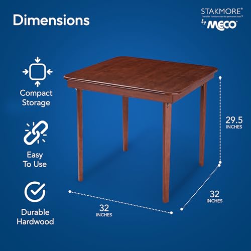 Stakmore Classic Straight Edge Square Wood Folding Table, 32x32, Cherry | Foldable Card Table, Wooden Tabletop Furniture for Cards, Board Games, Dining, and Extra Seating - color: Cherry