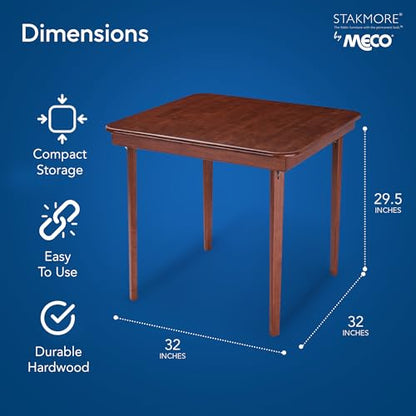 Stakmore Classic Straight Edge Square Wood Folding Table, 32x32, Cherry | Foldable Card Table, Wooden Tabletop Furniture for Cards, Board Games, Dining, and Extra Seating - color: Cherry