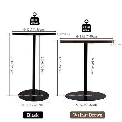 Concentric Circle Side Table Set of 2, Metal Pedestal | Nesting round tables, MDF concentric-pattern tops, metal pedestal bases, walnut brown & black