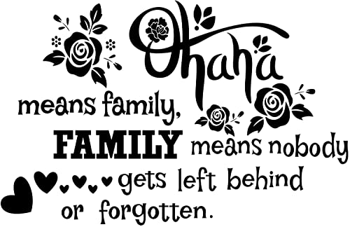PLIGREAT Ohana Means Family Quotes Wall Stickers Removable Vinyl Peel and Stick Wall Decals for Living Room Bedroom Sofa TV Background Hallway Photo Wall Decoration Home Indoor DIY Wall Art Decor