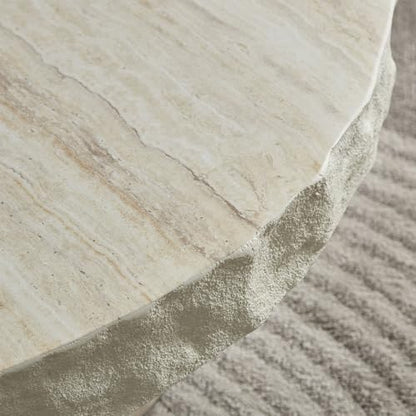 31.69" Modern Concrete Coffee Table with Base (31.69" x 12.99") | Center Table, Concrete Coffee Table, Travertine Accent Table, Living Room Furnitures, Mars Pattern - color: Mars,ø31.69" X 12.99"