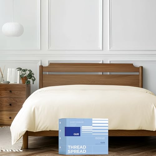 THREAD SPREAD 100% Egyptian Cotton Twin XL/Twin Duvet Cover Only - Luxury 400 Series Glee Collection Duvet Cover Twin Size, Soft & Durable Hidden Zipper Closure & 7 Corner Ties (1 PC, Ivory) - color: Ivory, size: 1 PC - Twin / Twin XL