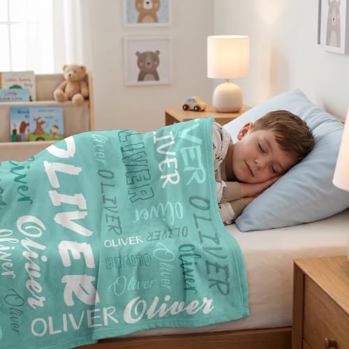 Personalized Blanket with Name, Custom Name Blanket Gifts for Kids Adults Boys Girls Teen, Soft Customized Fleece Flannel Throw for Bedroom Living Room, Birthday Christmas - color: Tiffany