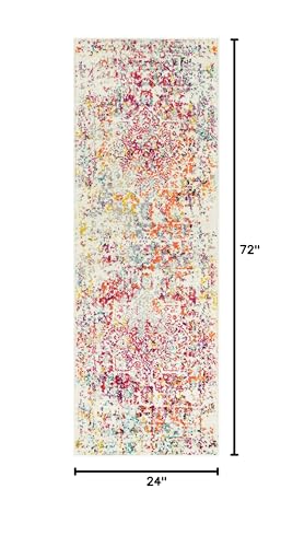 Rugs.com - Arlington Collection Rug – 6 Ft Runner Light Multi Coastal Runner – Distressed Medallion Design for Hallways, Kitchens, and Entryways - color: Light Multi, size: 2' x 6' (Runner)