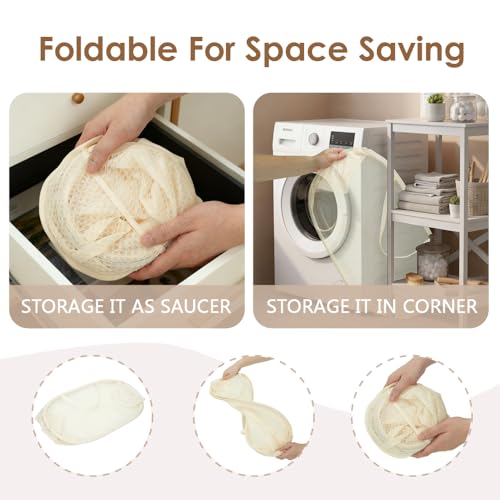 2 pcs Foldable Pop up Hamper, Collapsible Mesh Laundry Hamper, Storage Basket with Reinforced Handles, Breathable Space-Saving Organizer for Laundry, Kids Toys, Bathroom, Living Room, Dorm