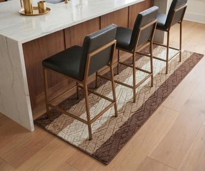 Custom Size Hallway Runner Rug Damask Brown Color 31 inch Wide Select Your Length Non-Slip (Skid Resistance) Rubber Backing 4 feet x 31 inch - color: Knit Brown, size: 2'7" x 4' (Runner)