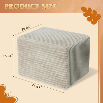 WLIVE Boneless Ottoman, Lightweight, Movable Foot Rest Stool for Living Room, Greyish Beige - color: Greyish Beige, size: Pouf Ottoman