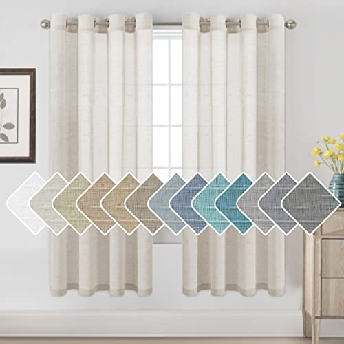 H.VERSAILTEX Linen Curtains Flax Linen Blended Curtain Panels for Living Room/Bedroom Semi Sheer Privacy Curtains 72 inch Length 2 Panels Set Nickel Grommet Window Drapes, Natural - color: Natural, size: 52"W x 72"L (Pack of 2)