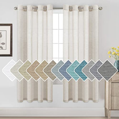 H.VERSAILTEX Linen Curtains Flax Linen Blended Curtain Panels for Living Room/Bedroom Semi Sheer Privacy Curtains 72 inch Length 2 Panels Set Nickel Grommet Window Drapes, Natural - color: Natural, size: 52"W x 72"L (Pack of 2)